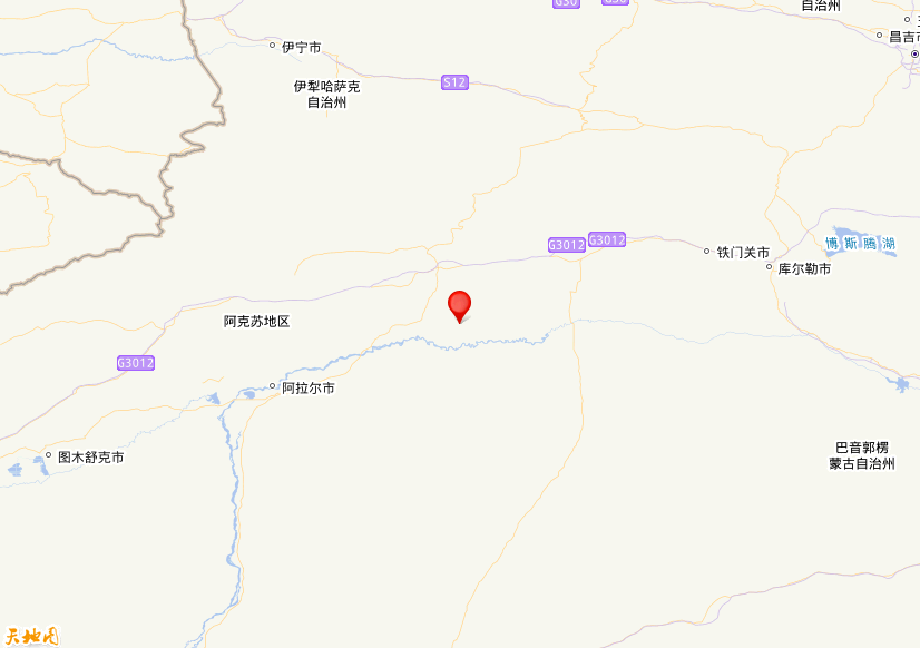 2026年10月05日06时56分，在新疆阿克苏地区沙雅县发生了M 3.0级地震，震中纬度41.16，经度83.13。